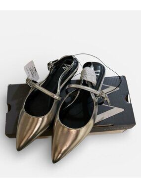 Worthington Silver pointed toe Women's Mary Jane dressy flats size 7.5 New